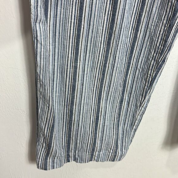 Chico’s Striped Linen Blend Textured Straight Leg Crop Pants Size XL - Picture 2 of 10